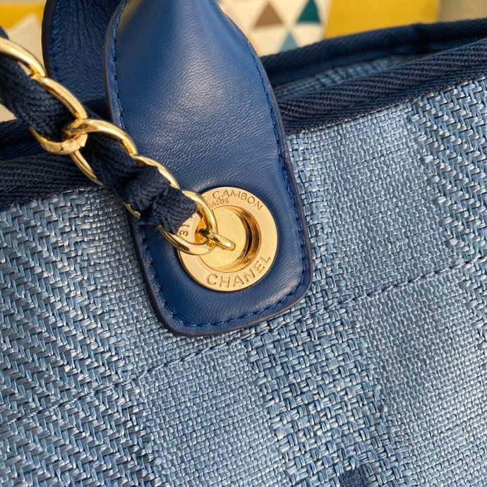 Chanel Canvas Cabas Tote Bag Blue A66941