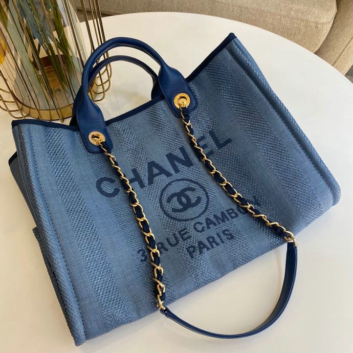 Chanel Canvas Cabas Tote Bag Blue A66941