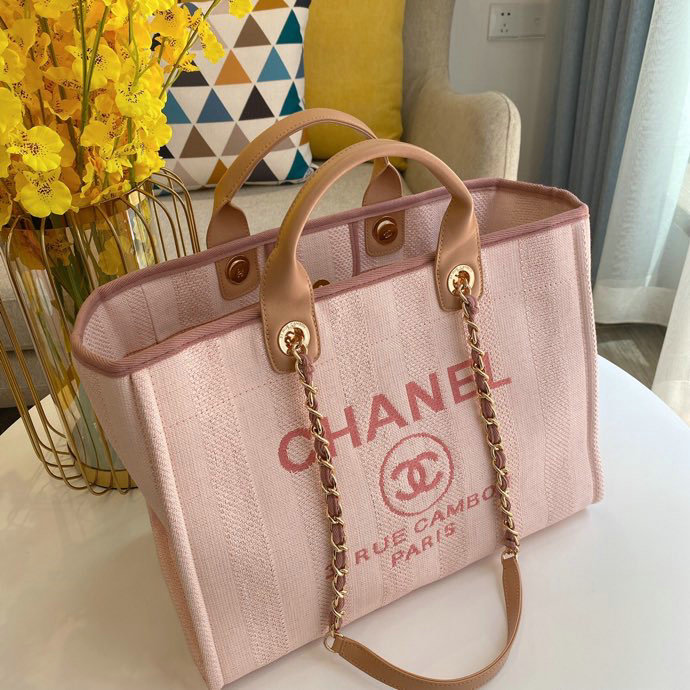 Chanel Canvas Cabas Tote Bag Pink A66941