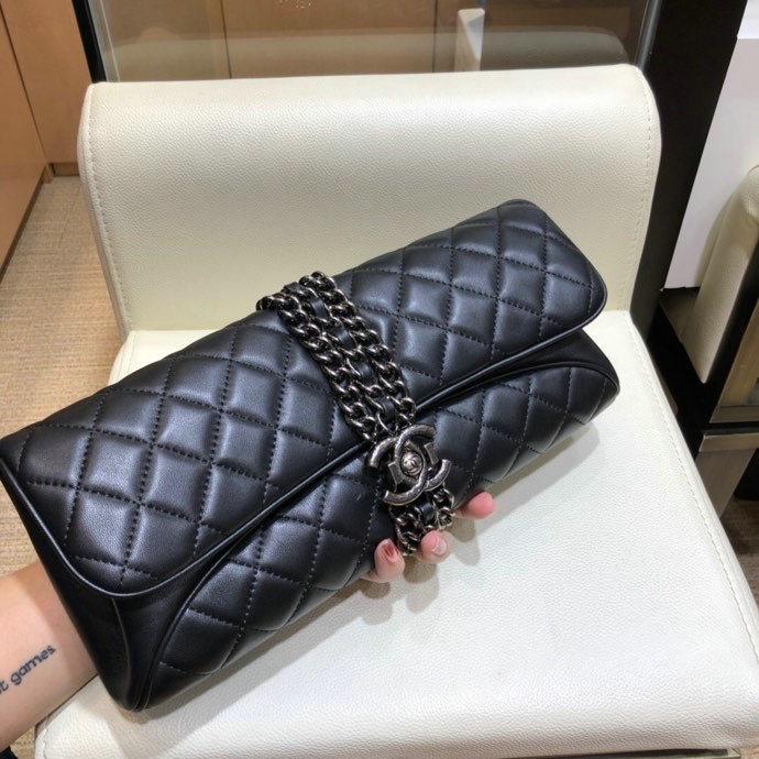 Chanel Lambskin Clutch Bag Black A02013