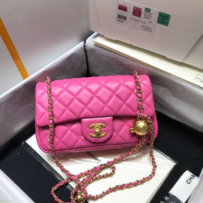 Chanel Lambskin Flap Bag Pink AS1787