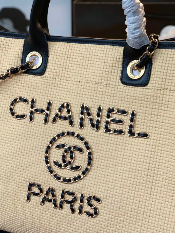 Chanel Calfskin Cabas Tote Bag Beige A13103