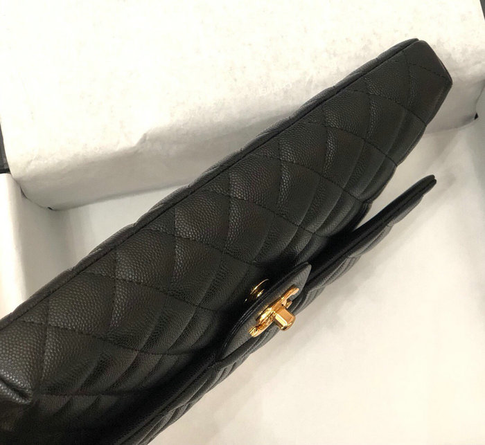 Chanel Grained Calfskin Clutch Bag Black A13105