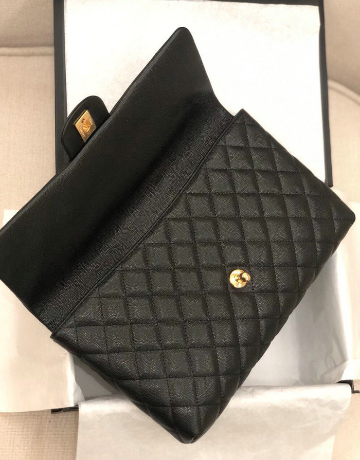 Chanel Grained Calfskin Clutch Bag Black A13105
