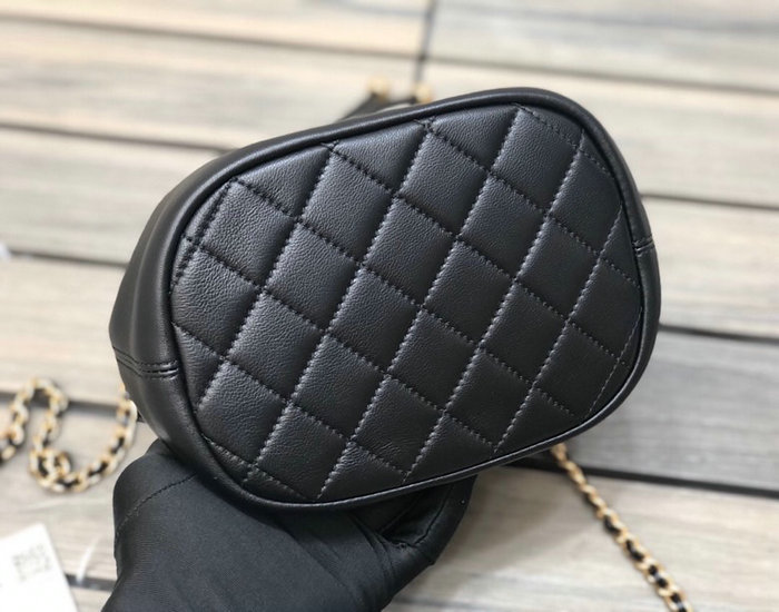 Chanel Lambskin Bucket Bag Black AS1883