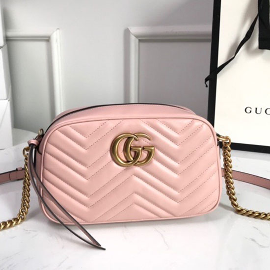 Gucci GG Marmont Small Matelasse Shoulder Bag Pink 447632