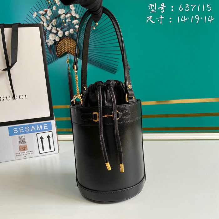 Gucci Horsebit 1955 Small Bucket Bag Black 637115