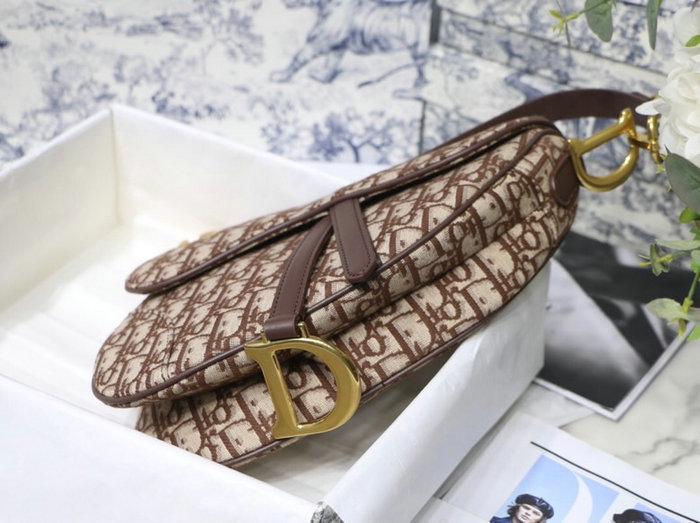 Dior Oblique Canvas Saddle Bag Brown M9001