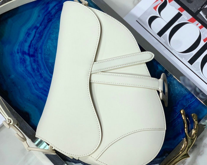 Dior Smooth Calfskin Saddle Bag White M9001