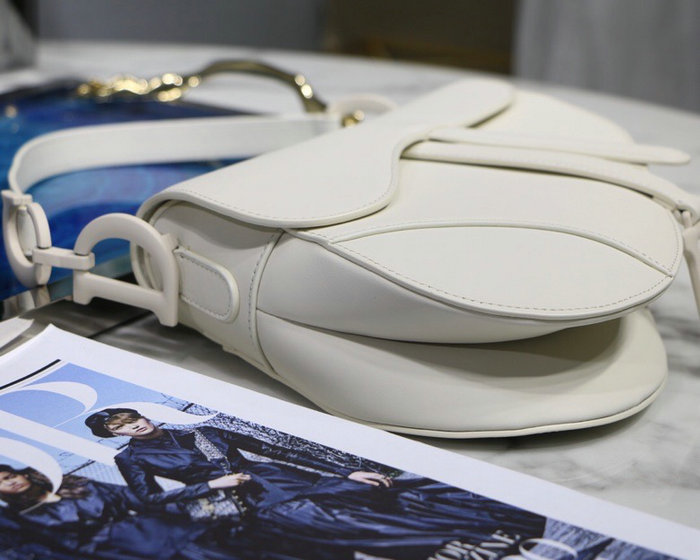 Dior Smooth Calfskin Saddle Bag White M9001