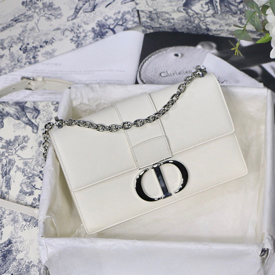 Dior Grained Calfskin 30 Montaigne Chain Bag White M9208