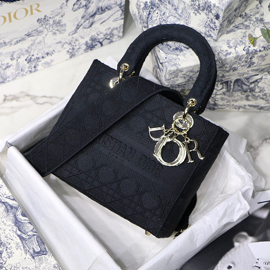 Dior Medium Lady D-lite Bag Black M0565