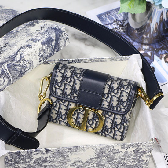 Dior Oblique Jacquard 30 Montaigne Box Bag Blue M9032