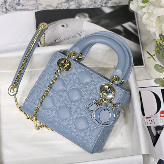Mini Lady Dior Lambskin Bag Blue D91701