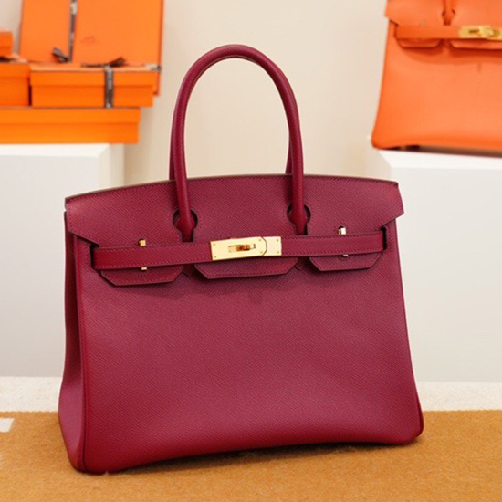 Hermes Epsom Leather Birkin Bag Burgundy HB253035