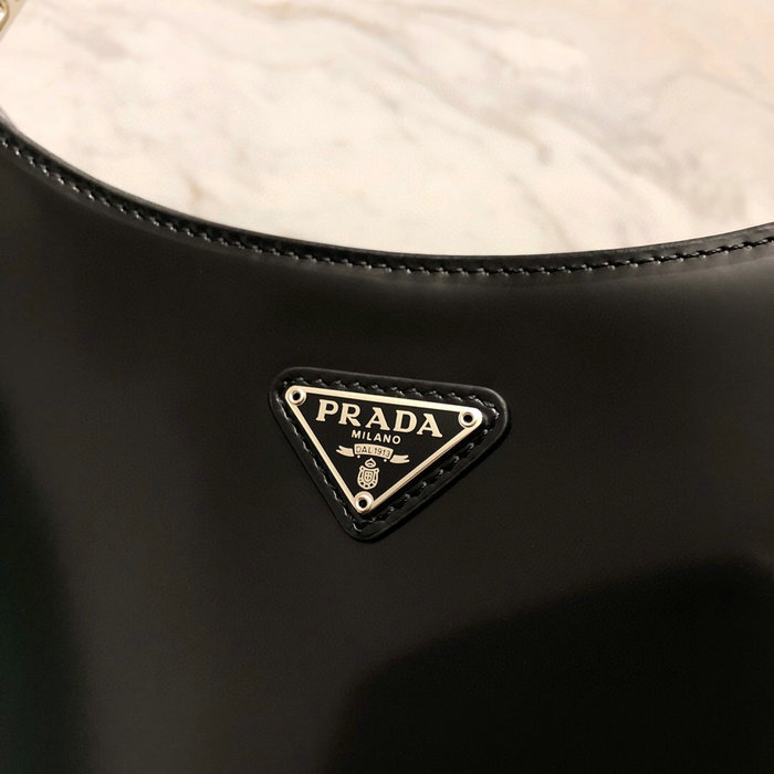 Prada Cleo Brushed Leather Shoulder Bag Black 1BC499
