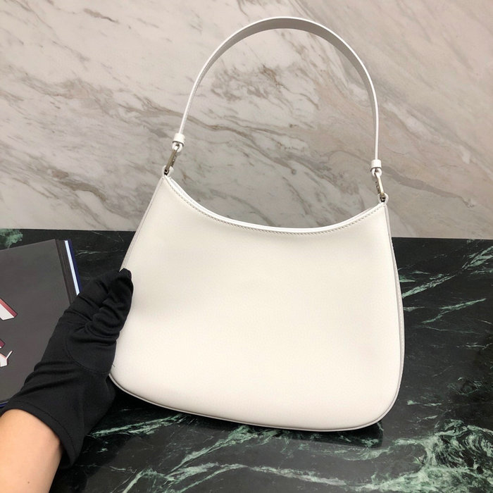 Prada Cleo Brushed Leather Shoulder Bag White 1BC499