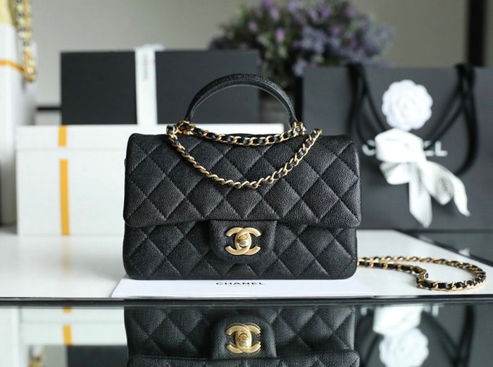 Chanel mini flap bag with top handle Black AS2431