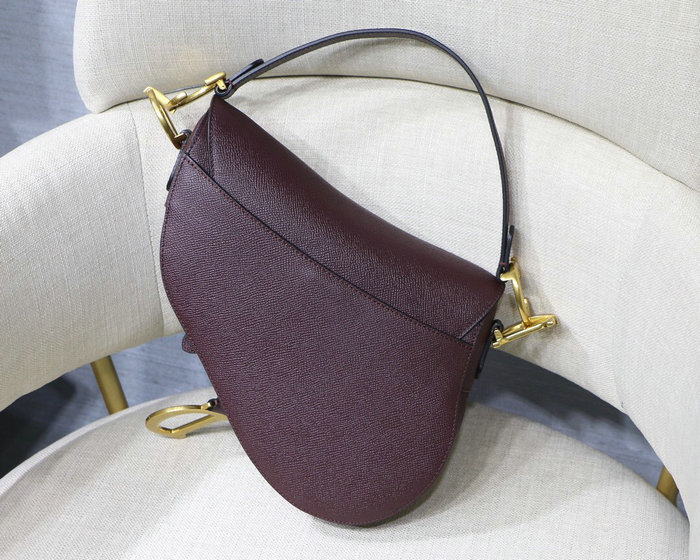 Dior Grained Calfskin Saddle Bag Burgundy M9001