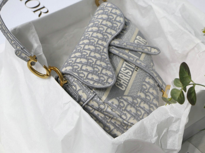 Dior Oblique Canvas Saddle Bag Grey M9001