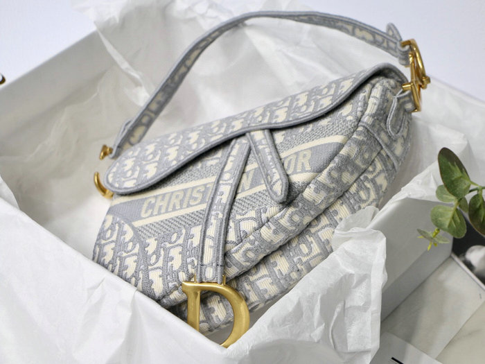 Dior Oblique Canvas Saddle Bag Grey M9001
