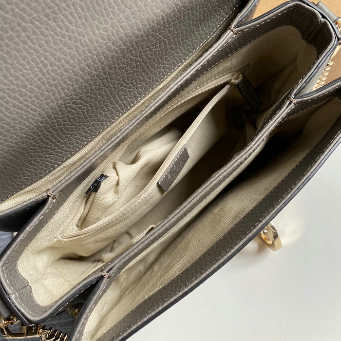 Gucci Interlocking GG Leather Crossbody Bag Grey 510302