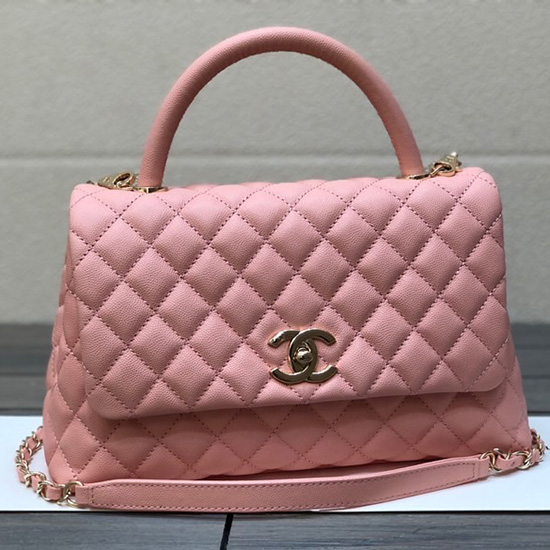 Chanel Flap Bag with Top Handle Pink A92991