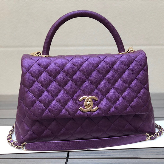 Chanel Flap Bag with Top Handle Purple A92991