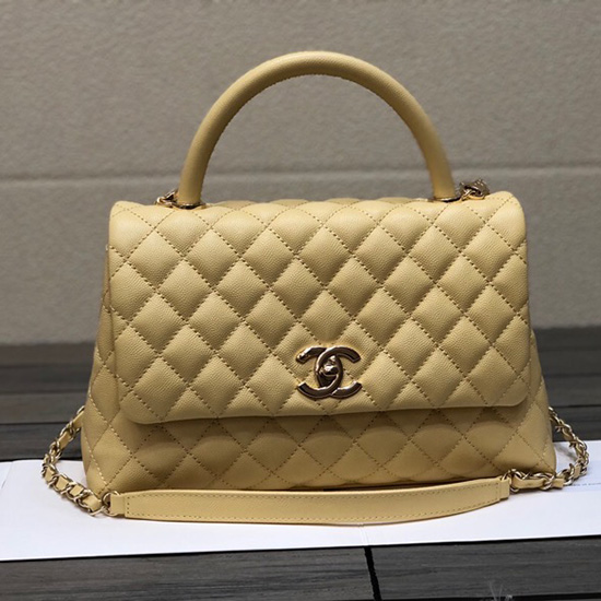 Chanel Flap Bag with Top Handle Yellow A92991