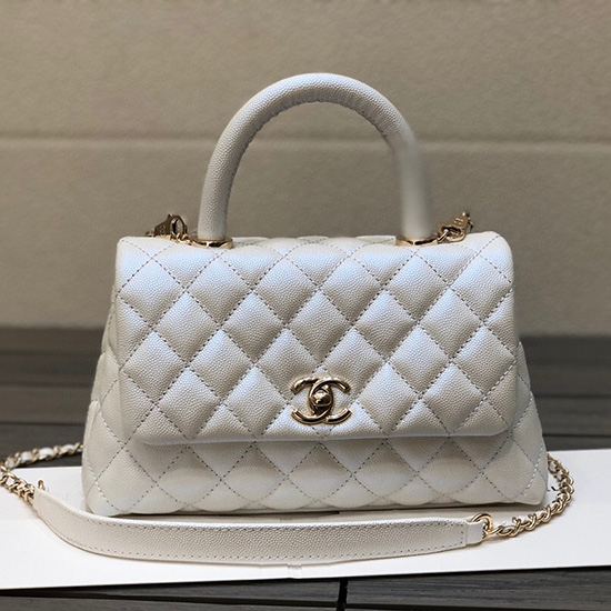Chanel Small Flap Bag with Top Handle Silver A92990