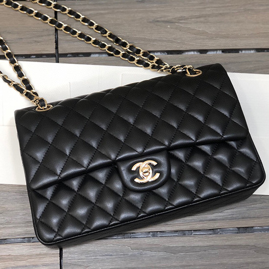 Classic Chanel Lambskin Medium Flap Bag Black CF1112