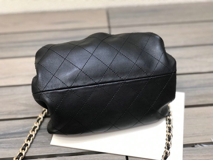 Chanel Supple Leather Clutch with Chain Black AS2493