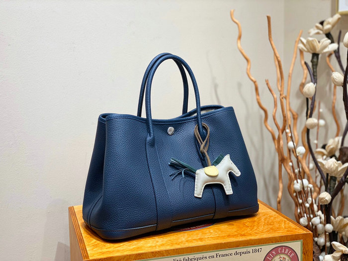 Hermes Leather Garden Party 30 36 Bag Blue HG30361