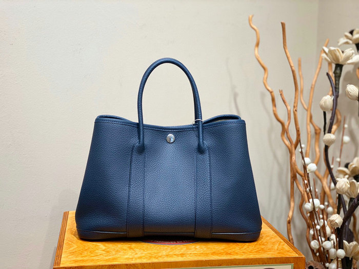 Hermes Leather Garden Party 30 36 Bag Blue HG30361
