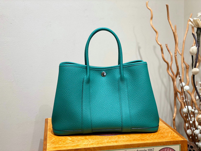 Hermes Leather Garden Party 30 36 Bag Emerald HG30361