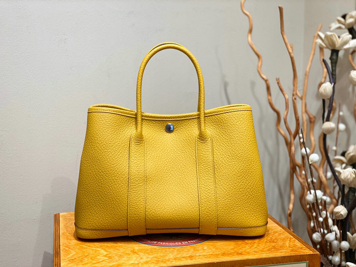 Hermes Leather Garden Party 30 36 Bag Yellow HG30361