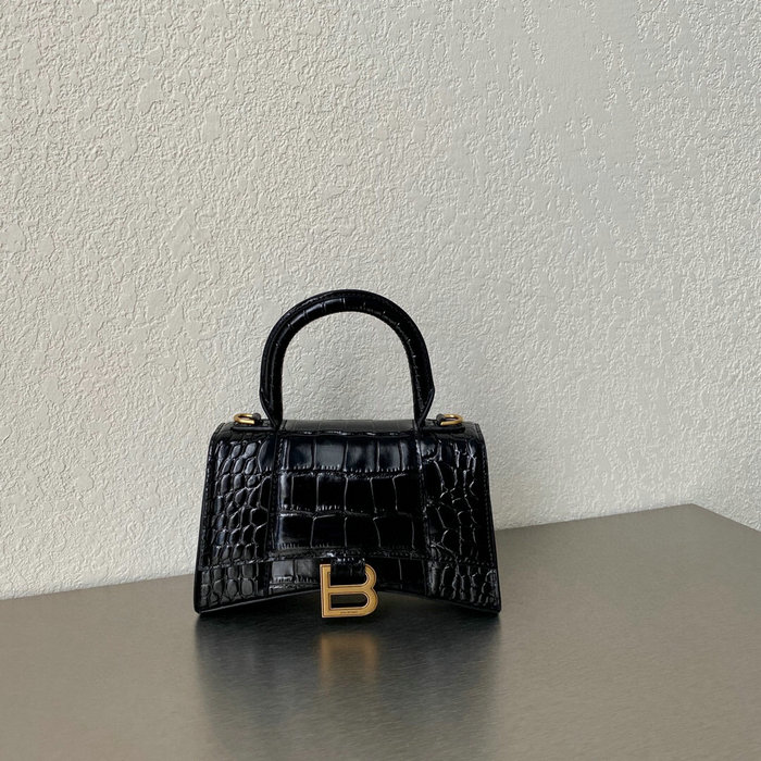Balenciaga croc-effect leather Hourglass Top Handle Bag B59356B1