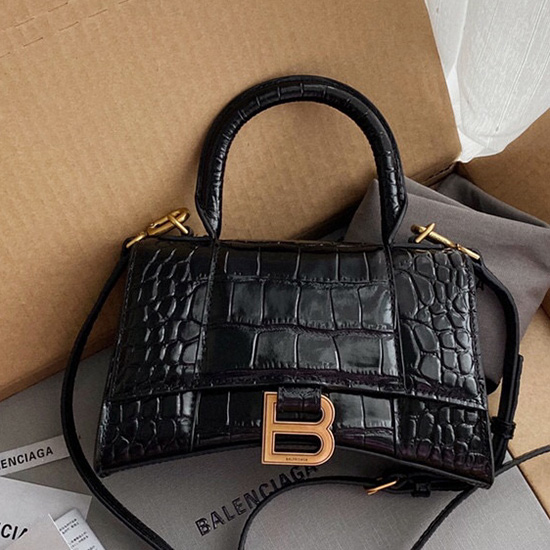 Balenciaga croc-effect leather Hourglass Top Handle Bag B59356B1
