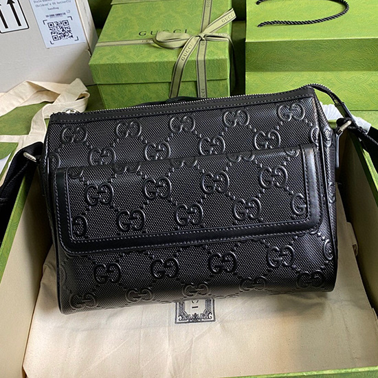 Gucci GG Embossed Messenger Bag Black 658565