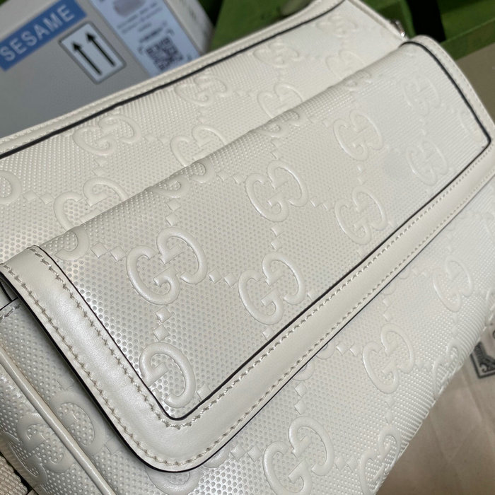 Gucci GG Embossed Messenger Bag White 658565