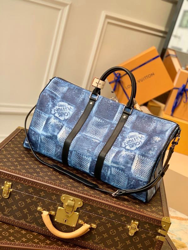 Louis Vuitton Keepall Bandouliere 50 Blue N50059