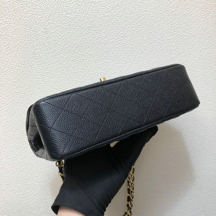 Small Classic Chanel Caviar Leather Flap Bag Black A01117