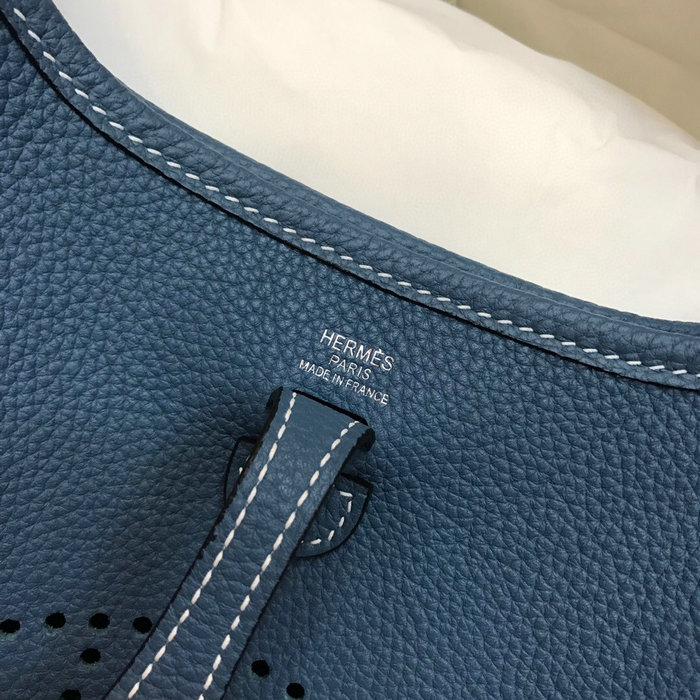 Hermes Togo Leather Mini Evelyne Bag Demin Blue H05634