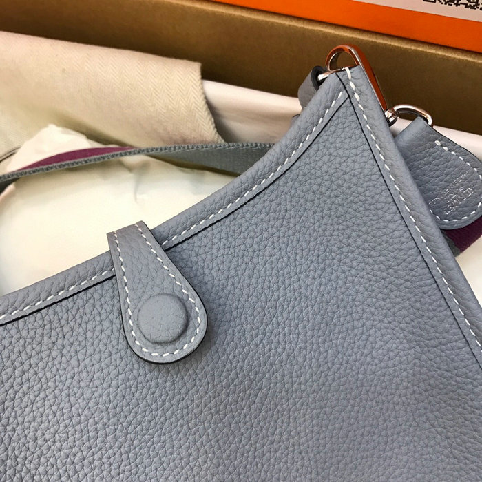 Hermes Togo Leather Mini Evelyne Bag Light Blue H05634