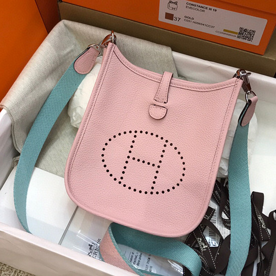 Hermes Togo Leather Mini Evelyne Bag Pink H05634