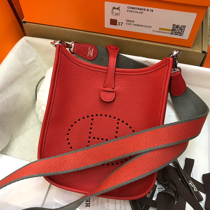 Hermes Togo Leather Mini Evelyne Bag Red H05634