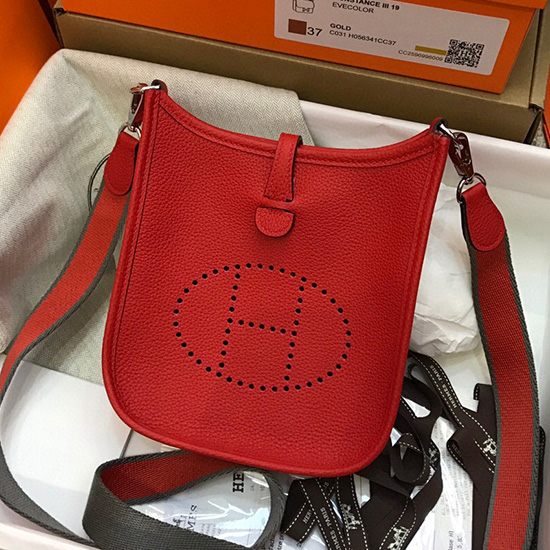 Hermes Togo Leather Mini Evelyne Bag Red H05634
