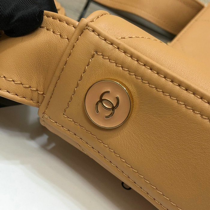 Chanel Calfskin Hobo Handbag Beige AS2844