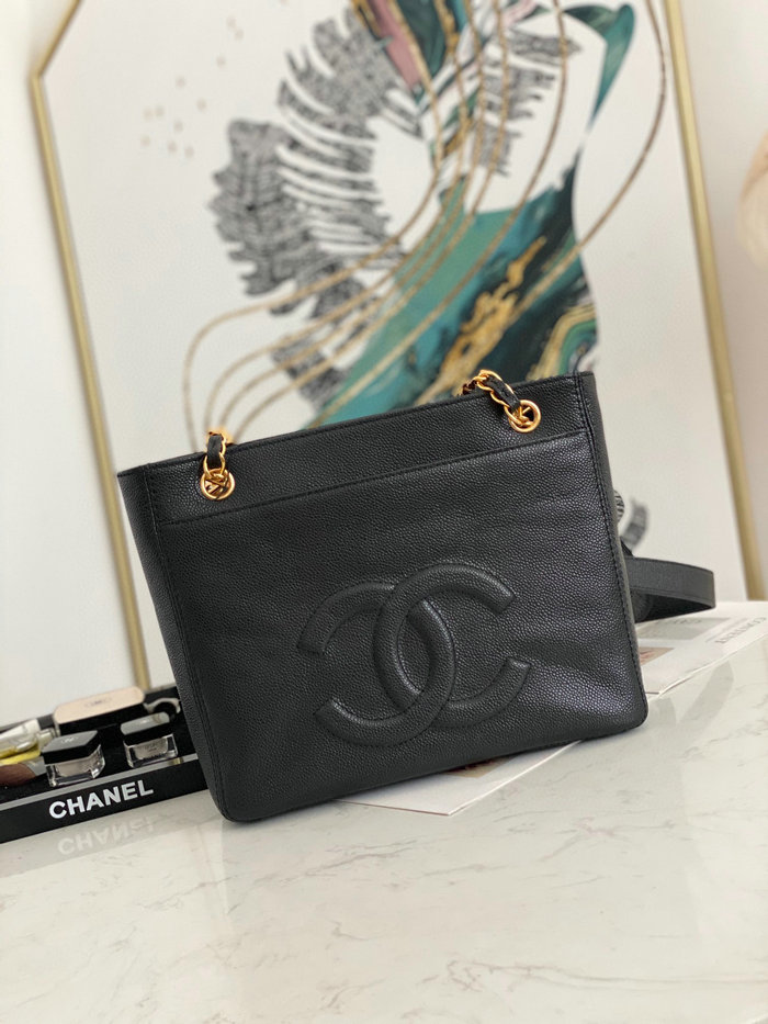 Chanel Grained Calfskin Shoulder Bag Black AS6706