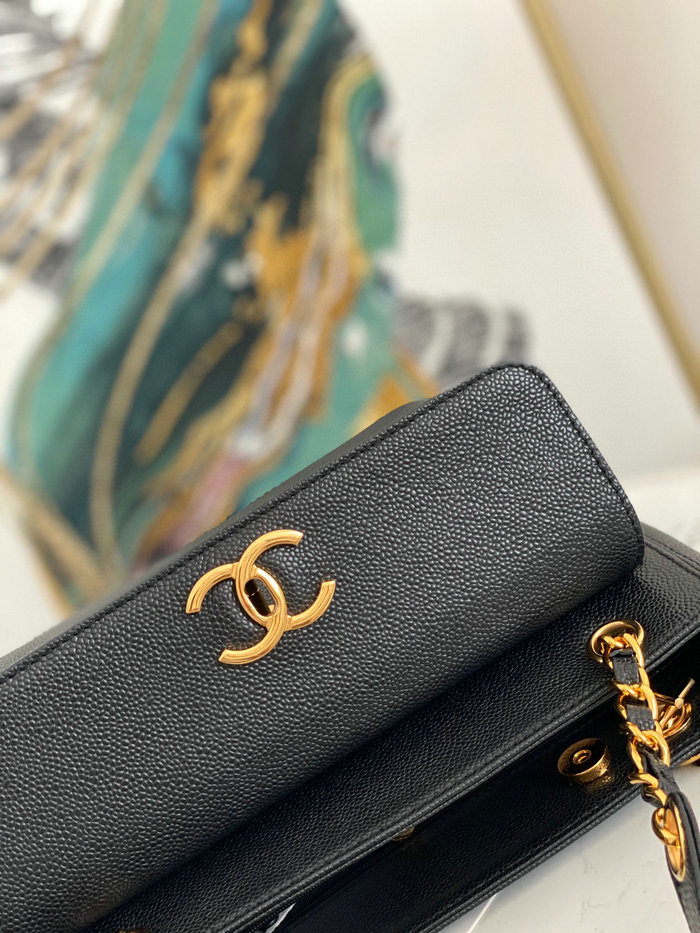 Chanel Grained Calfskin Shoulder Bag Black AS6706